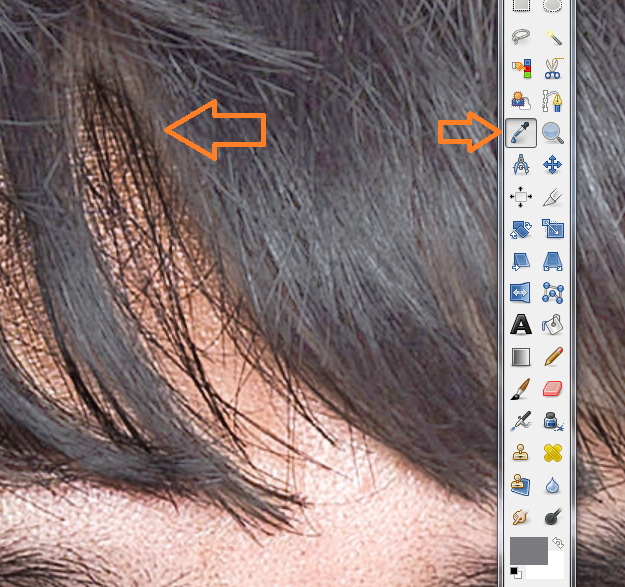 画像編集ソフトGIMP　「トーンカーブ」を使用した髪の色の変更方法「アッシュ系の色に」